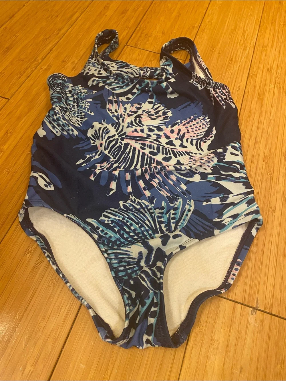 Girls' One-Piece Swimsuit - Pink Palm Print